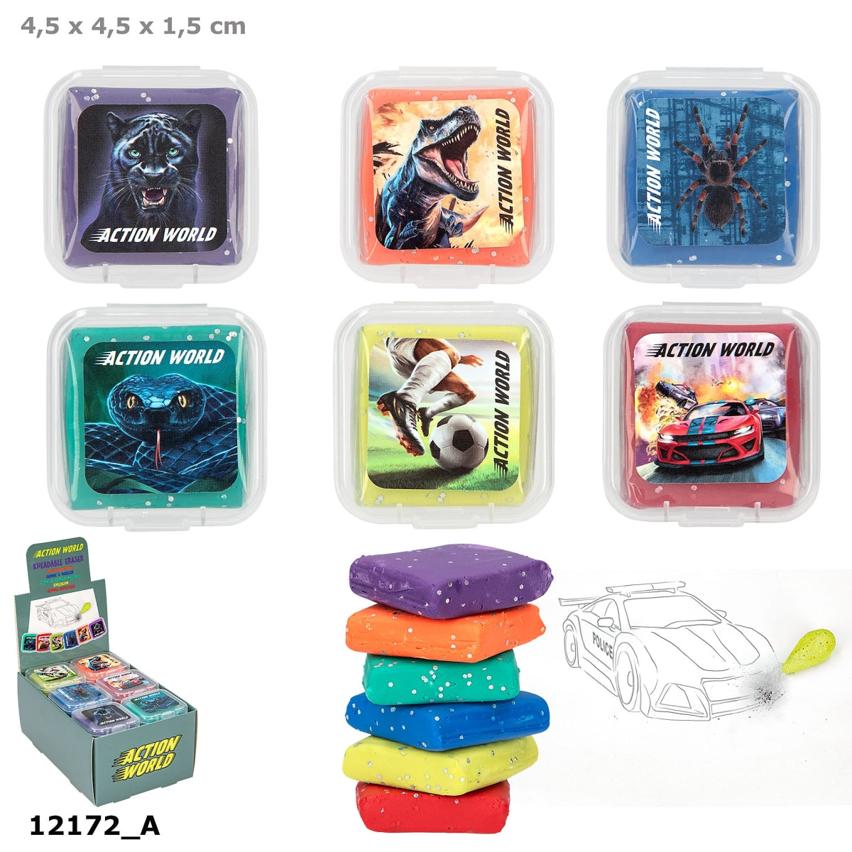 Action World Knetradiergummi – 1 aus 6 Designs (zufällig)