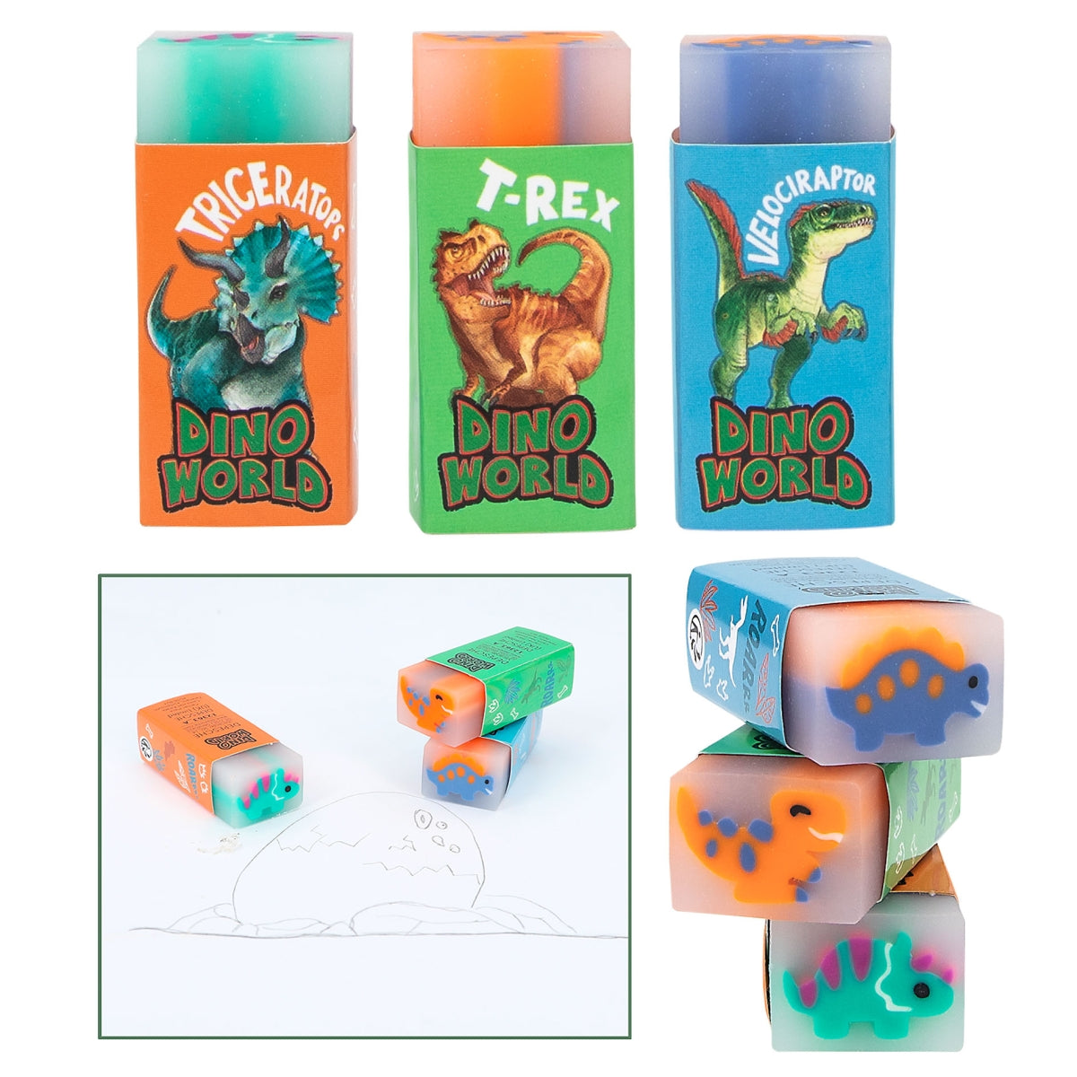 Dino World Jelly Radierer – 1 Stk., Design zufällig (3 Designs)