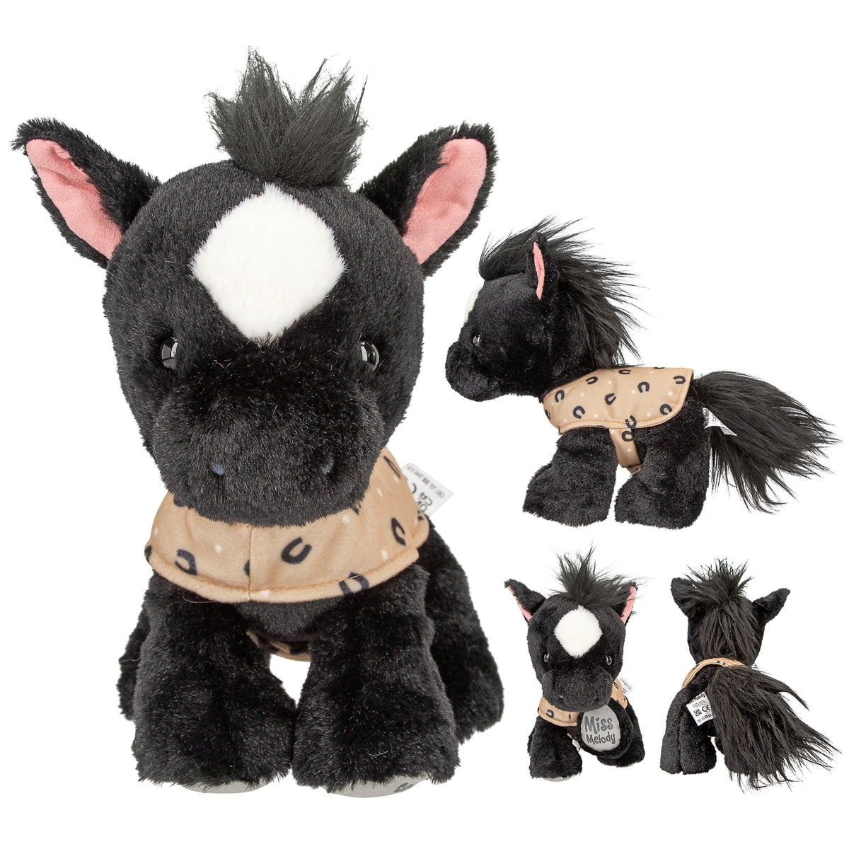 Miss Melody Plüschpferd Black Angel - Kuscheliges schwarzes Pferd 20cm