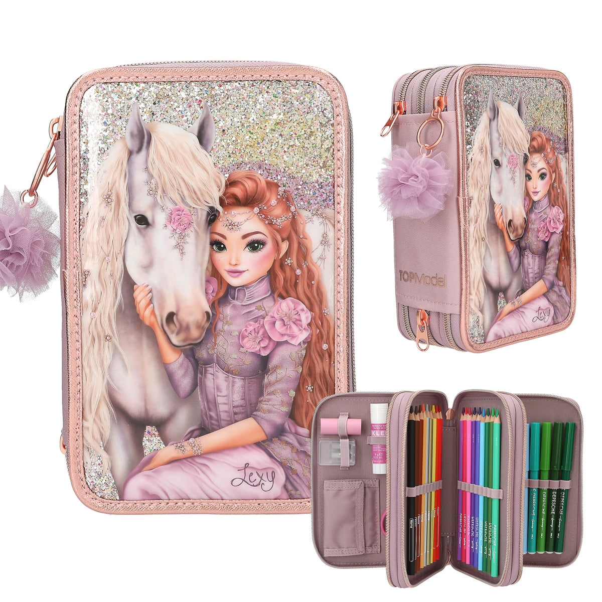 TOPModel 3-Fach Federtasche VIVA VIOLET - komplett gefüllt