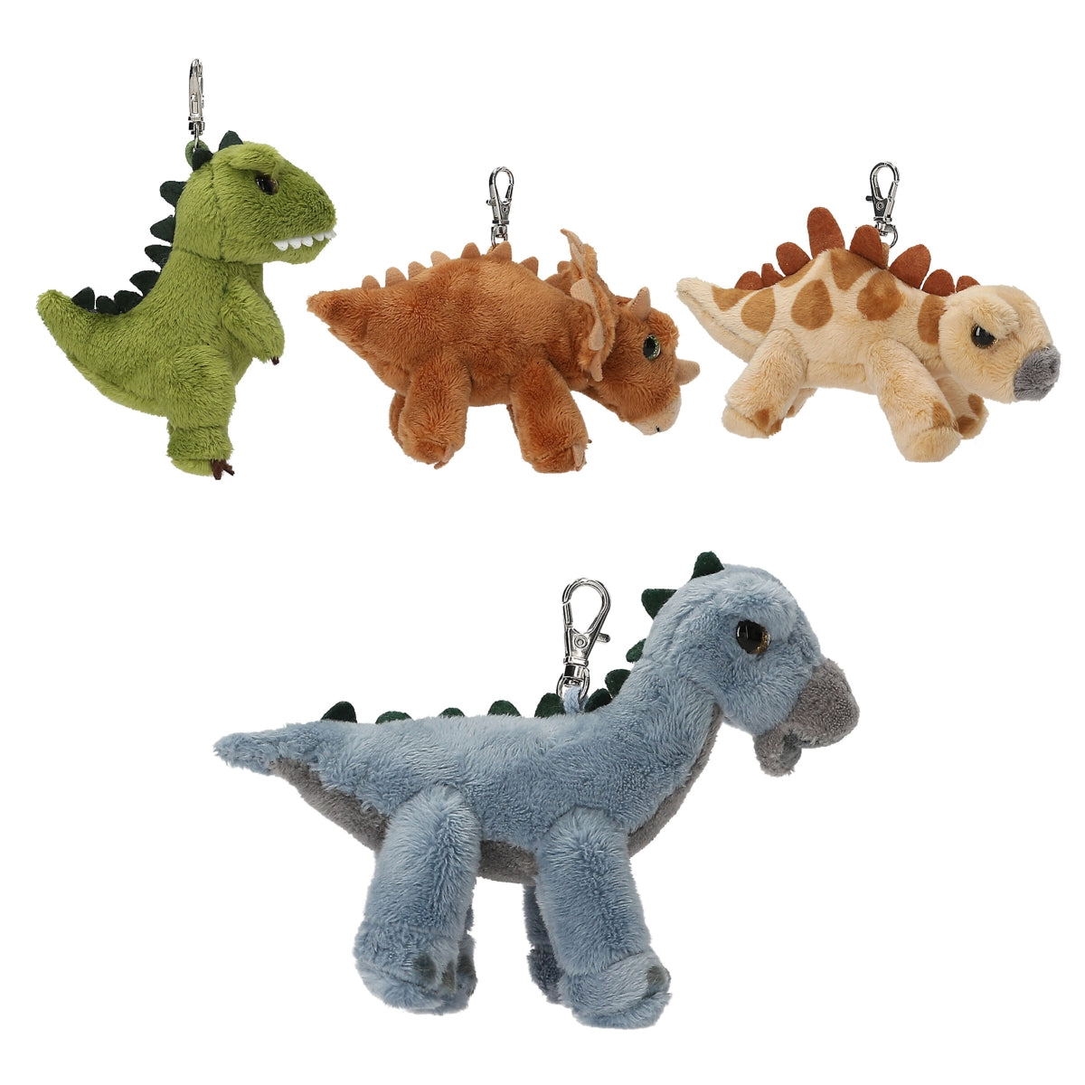 Dino World 1x Plüschdino Anhänger - cooler Saurier mit Karabiner