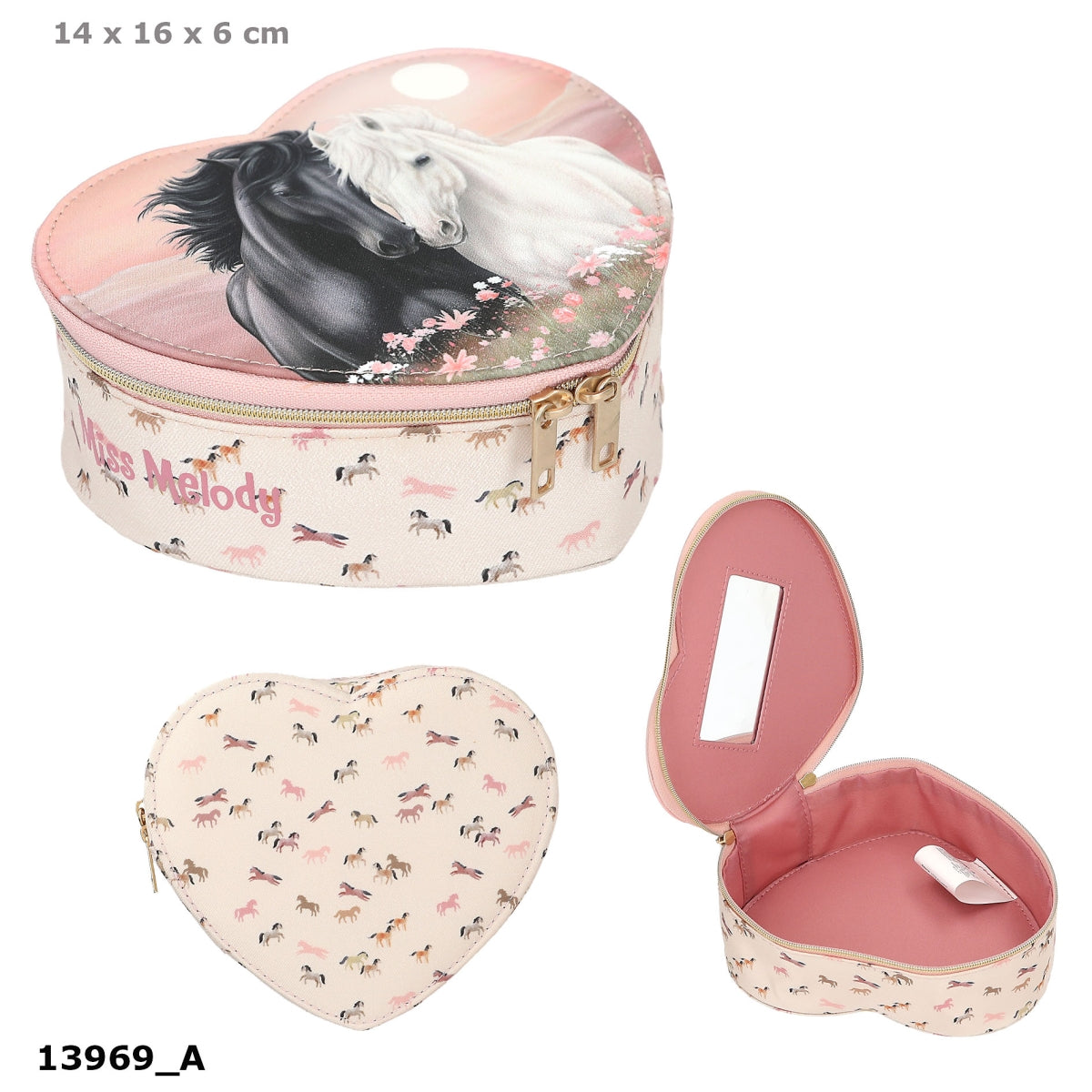 Miss Melody Schmuckkästchen Herzform BLOSSOM PONY – Spiegel