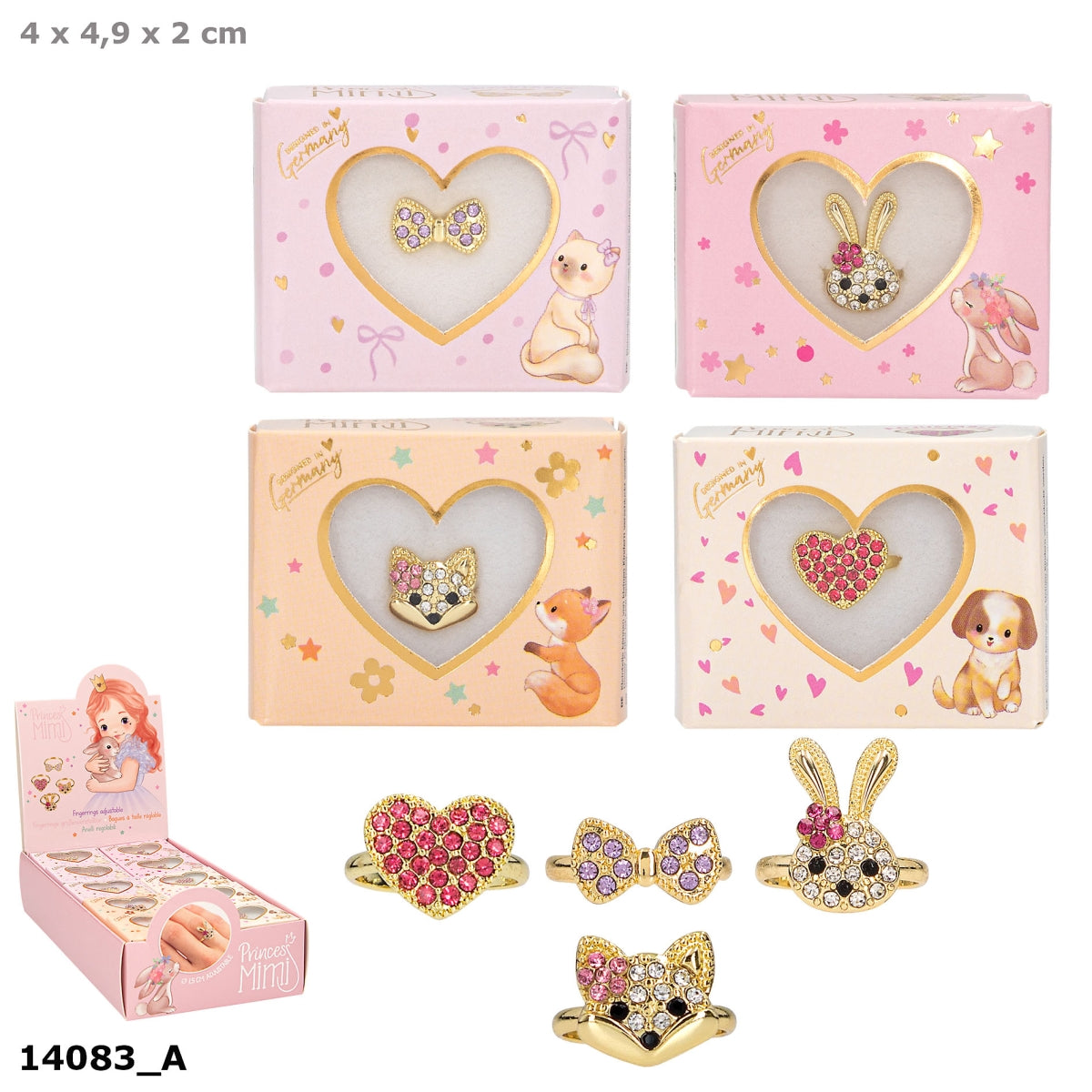 Princess Mimi Fingerring Gold Strass – 1 von 4 zufällig