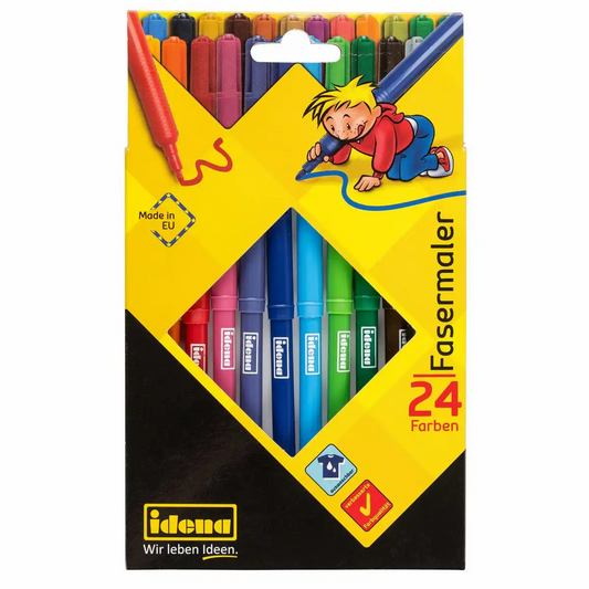 Idena Fasermaler 24 Farben – 2 mm Spitze, auswaschbar