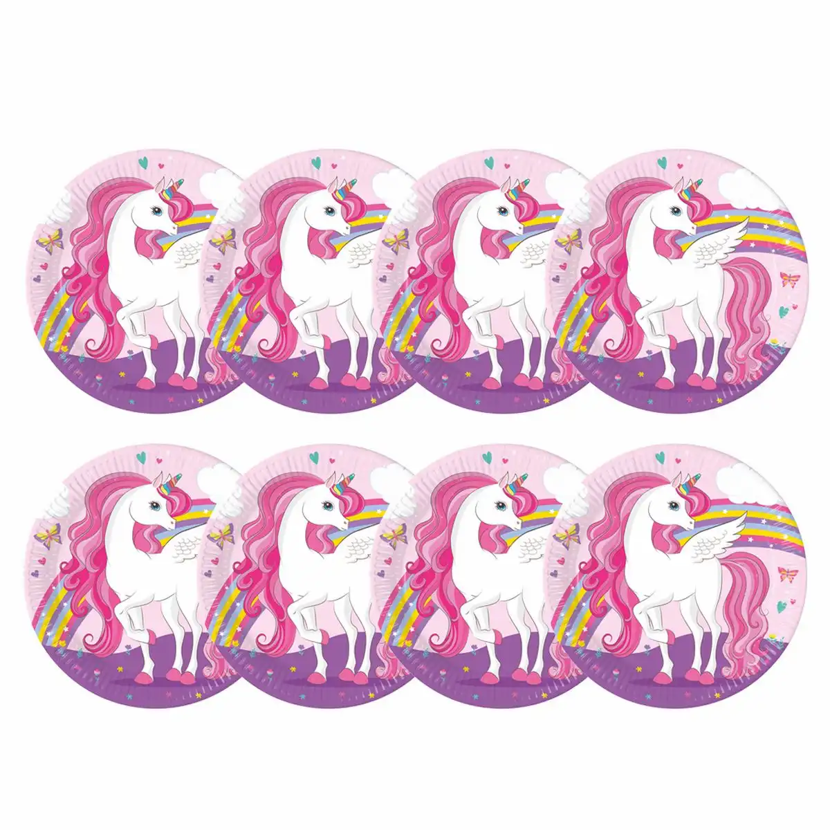 PROCOS Einhorn Pappteller Ø23 cm 8 Stück – Unicorn Party