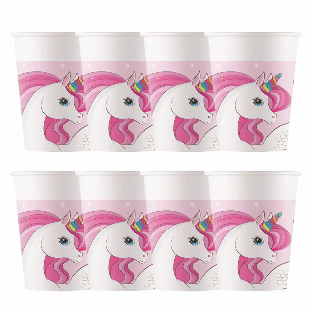 PROCOS Einhorn Pappbecher 200 ml 8 Stück – Unicorn Party