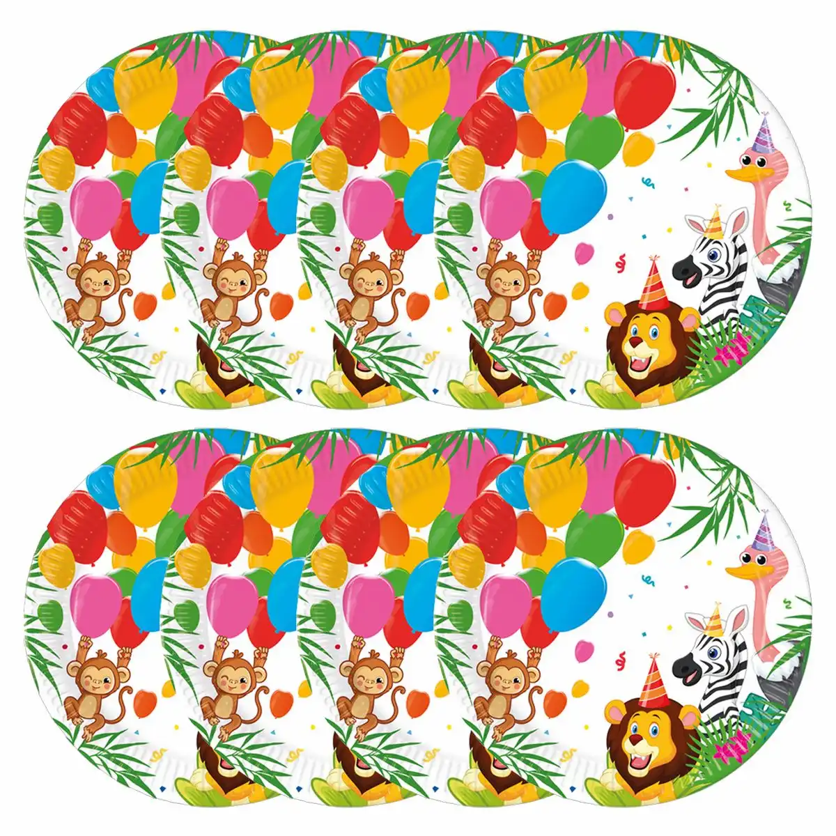 PROCOS Jungle Pappteller Ø23 cm 8 Stück – Dschungel Party