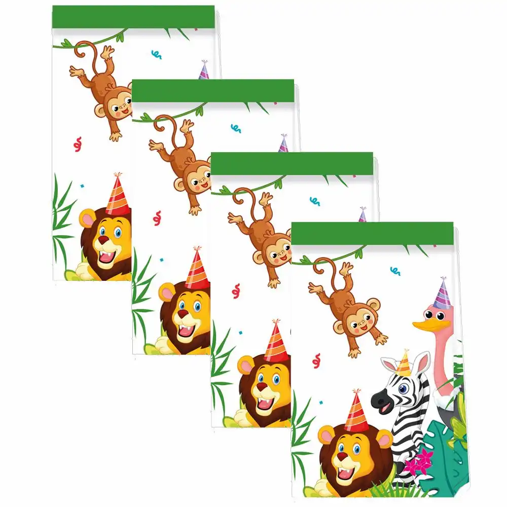 PROCOS Jungle Partyüten 4 Stück – 14×30 cm Dschungel