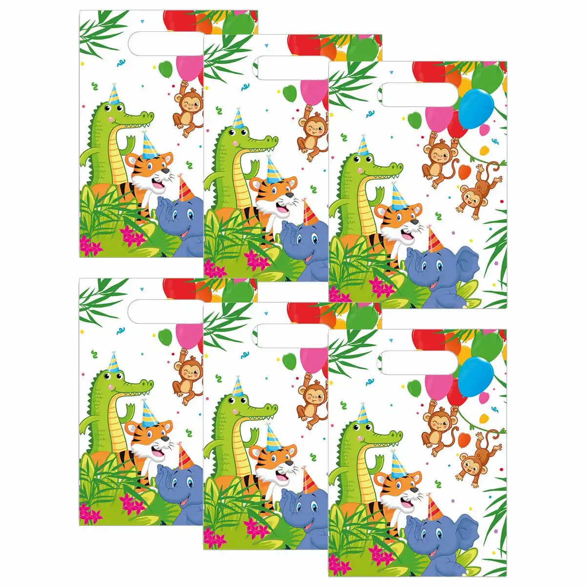 PROCOS Jungle Partyüten 6 Stück – 17×30 cm Dschungel