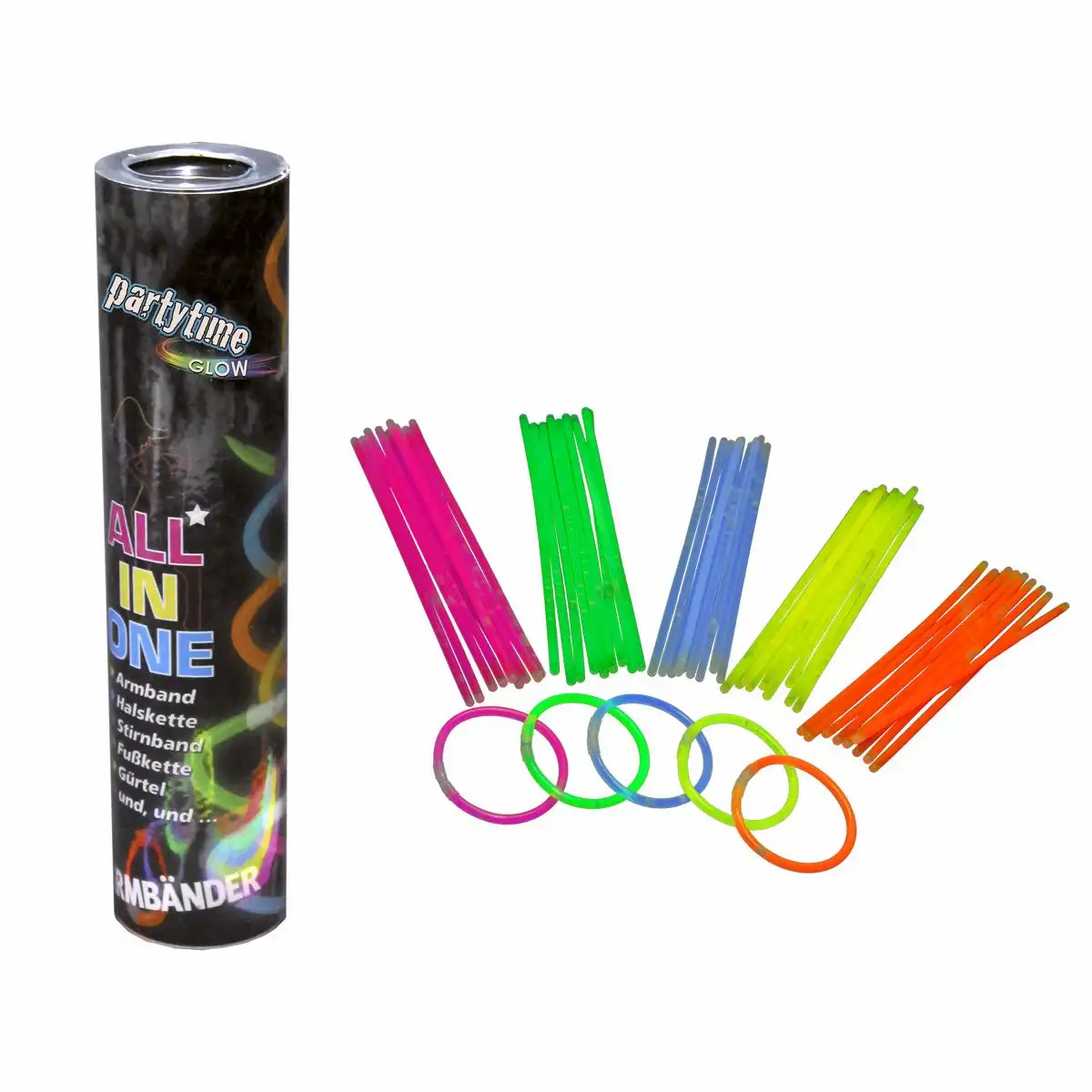 Knicklichter Neon mit Verbinder, 50 Stück, 5 Farben