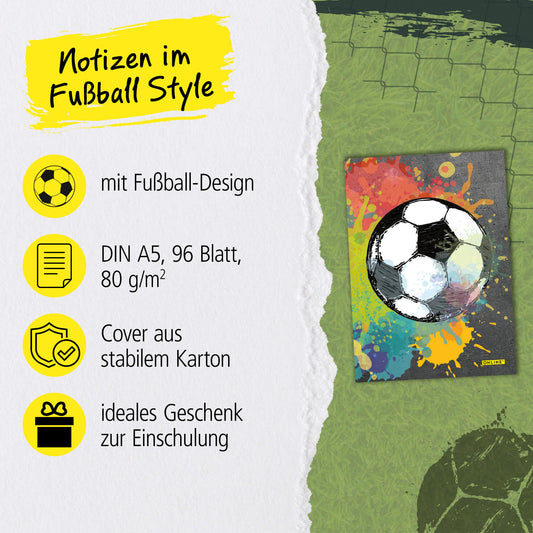 ONLINE PEN Notizbuch A5 Soccer | Hard Cover, dotted, 96 Blatt