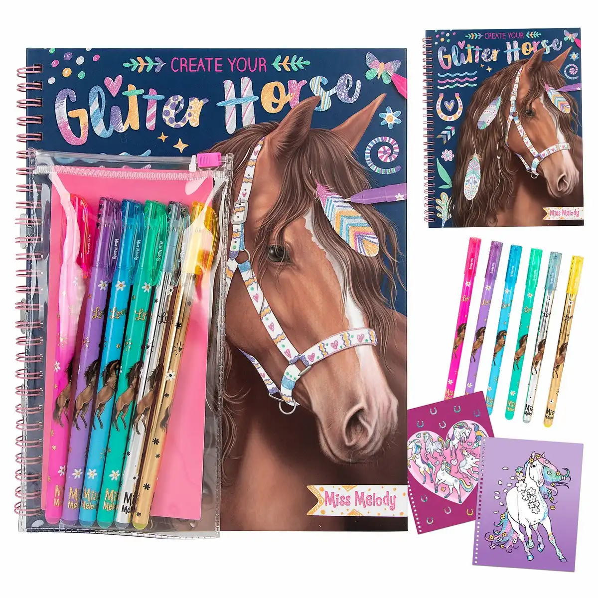 DEPESCHE Miss Melody Glitzer-Malset - 30 Pferdemotive mit 6 Glitzer-Gelstiften