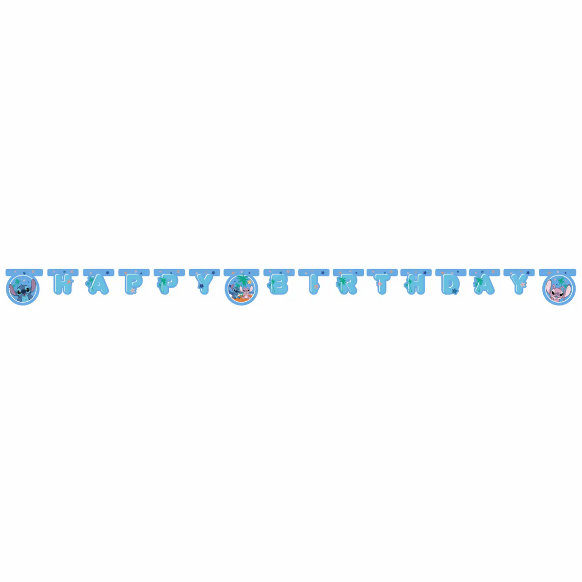 Disney Stitch Happy Birthday Banner 2 m – hellblau