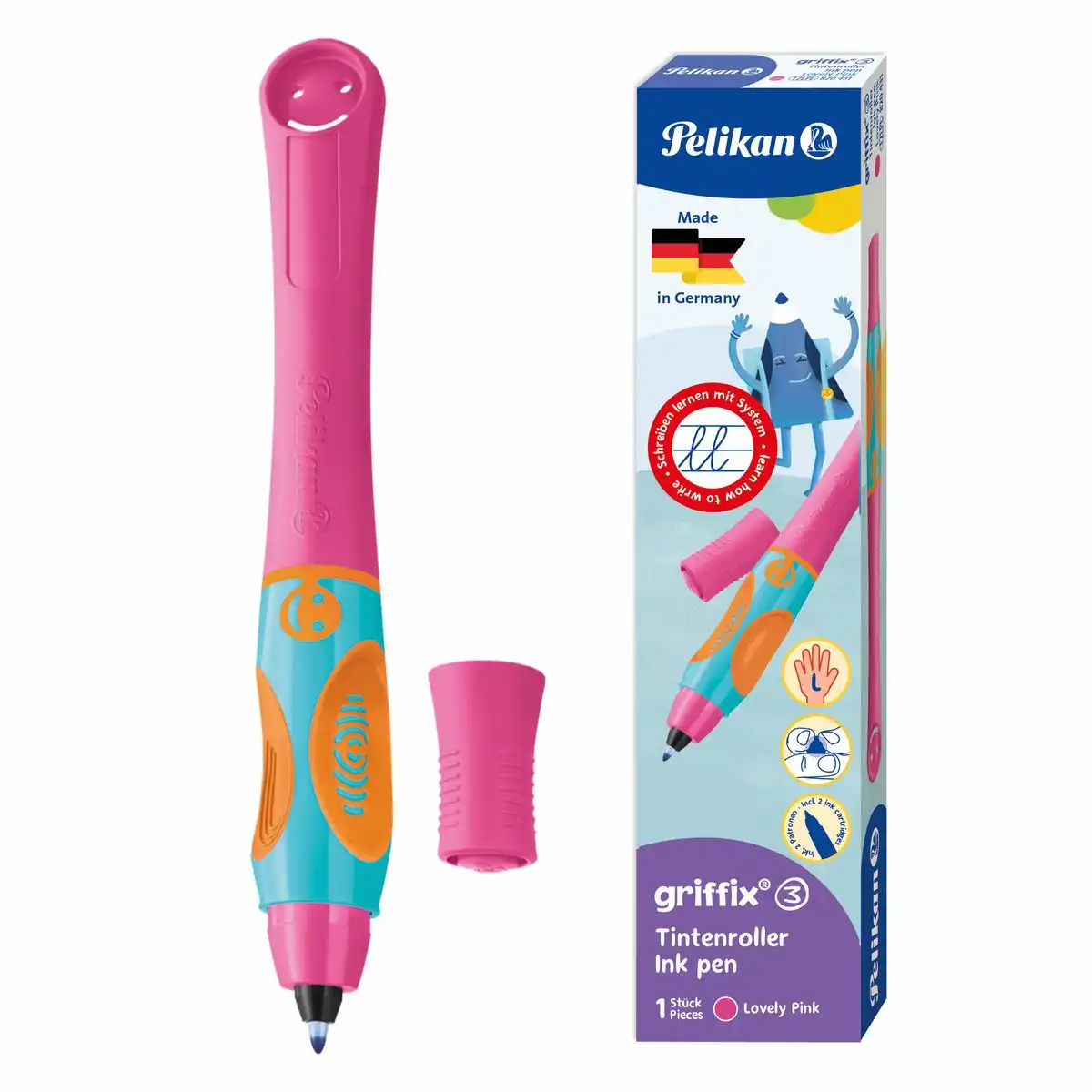 Pelikan griffix Tintenroller LH lovely pink – für Linkshänder