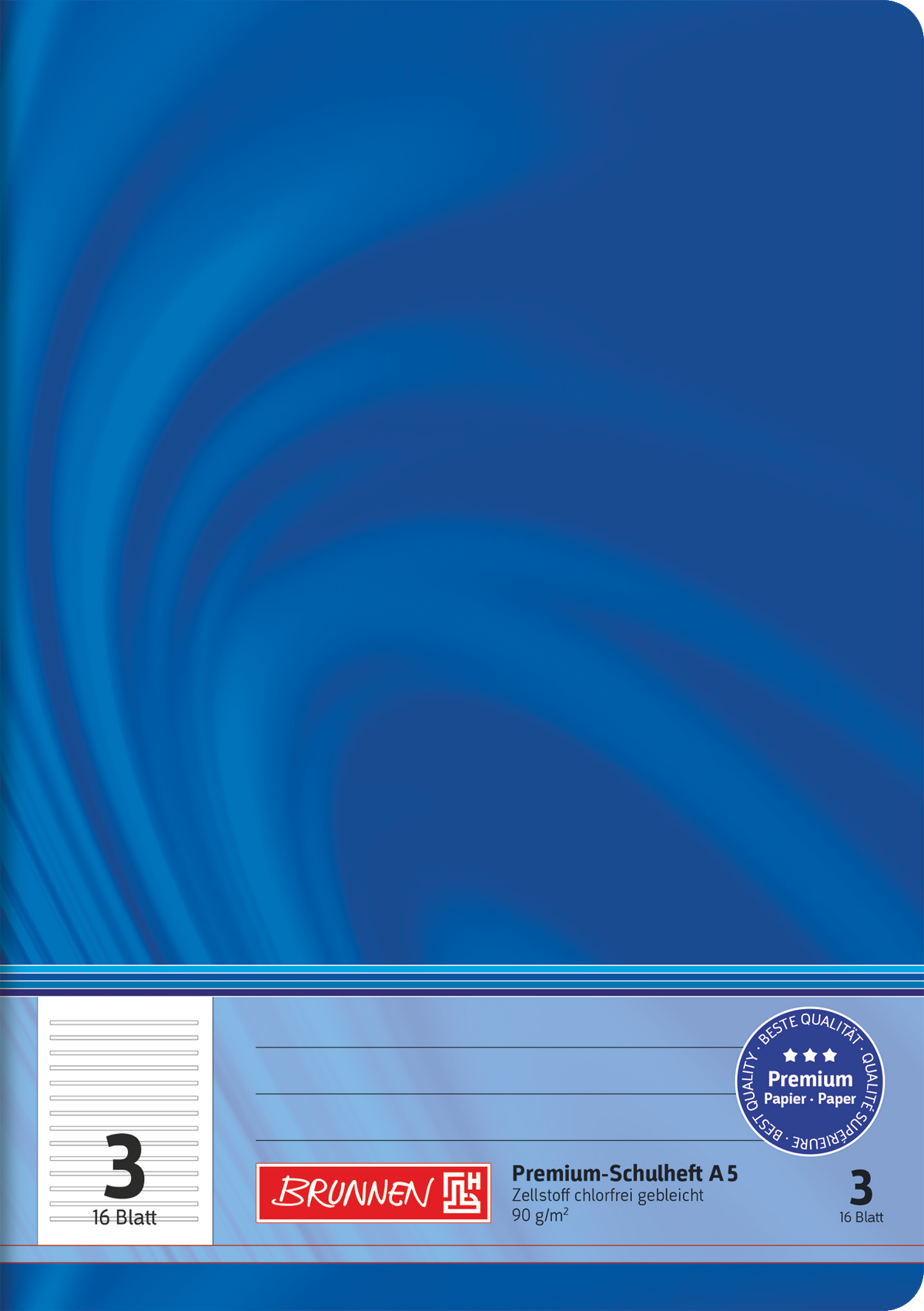 BRUNNEN Schulheft A5 Lineatur 3 liniert, 16 Blatt – Vivendi
