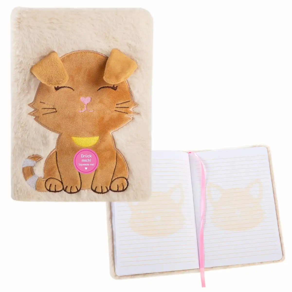 Idena Notizbuch Fluffy Katze liniert A5, 80 Blatt, 80 g/m²