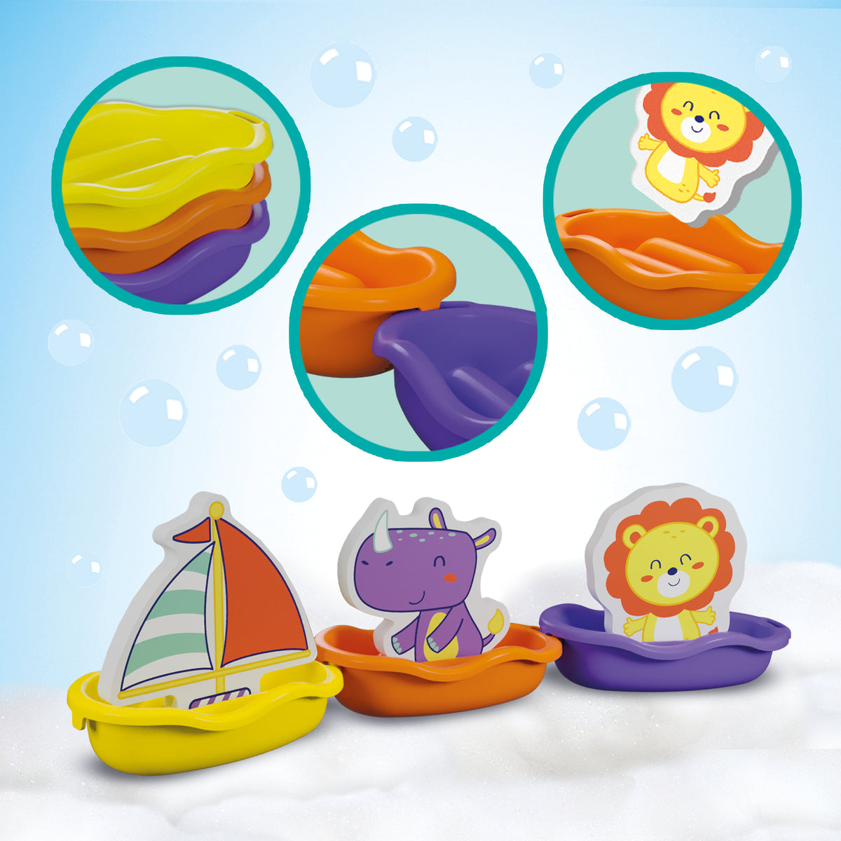 SES Creative Badeboote Safaritiere – 3 Boote & 3 Figuren