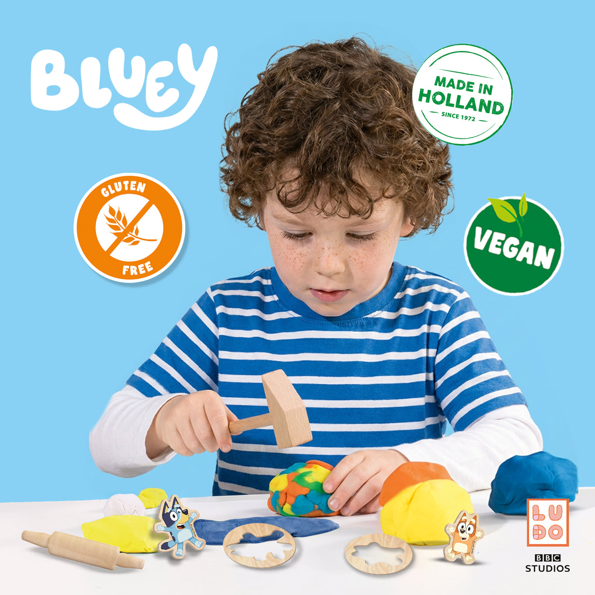 SES Creative Bluey Knet-Megaset 5 x 90 g mit Werkzeugen