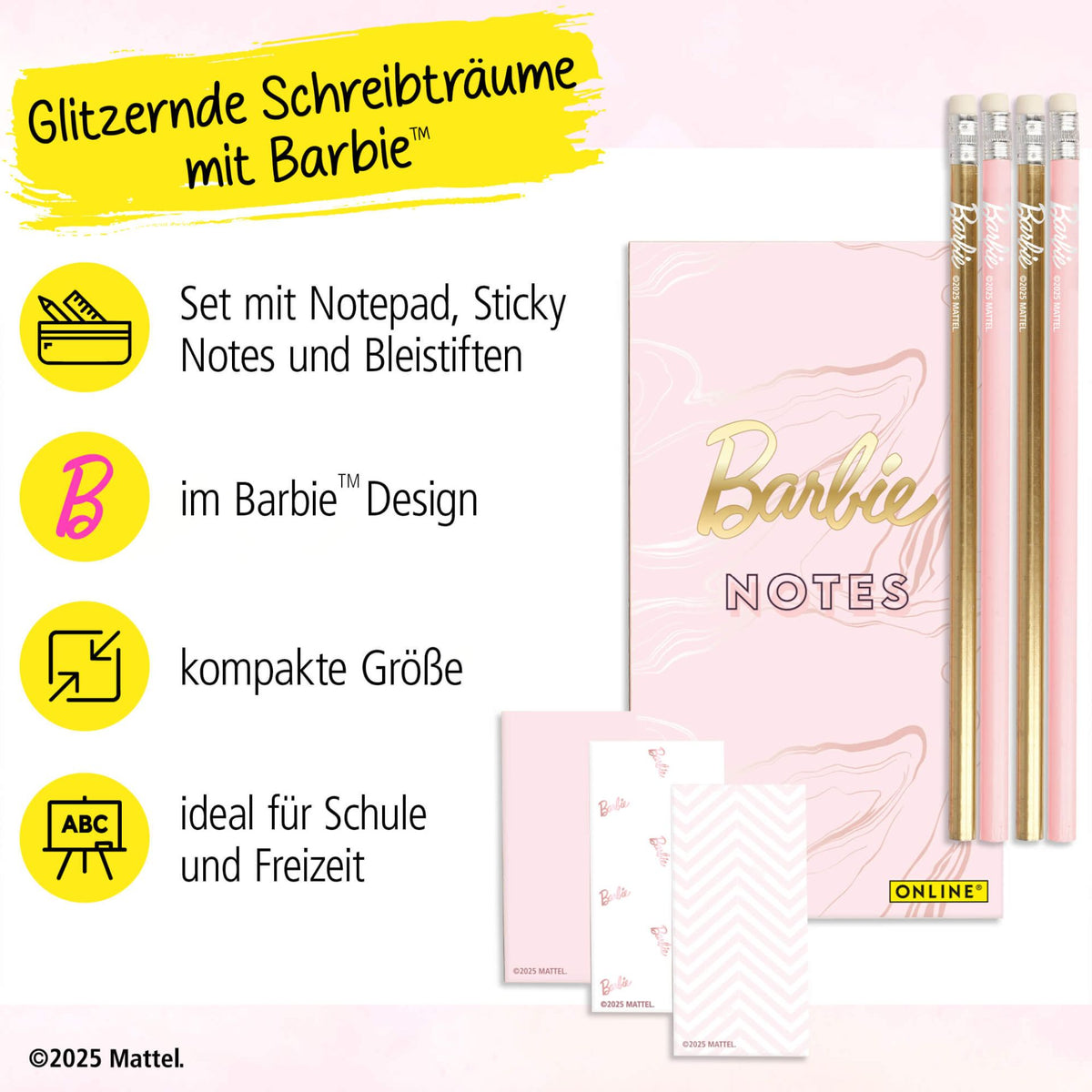 Barbie Stationery Set - Schreibset mit Notizblock
