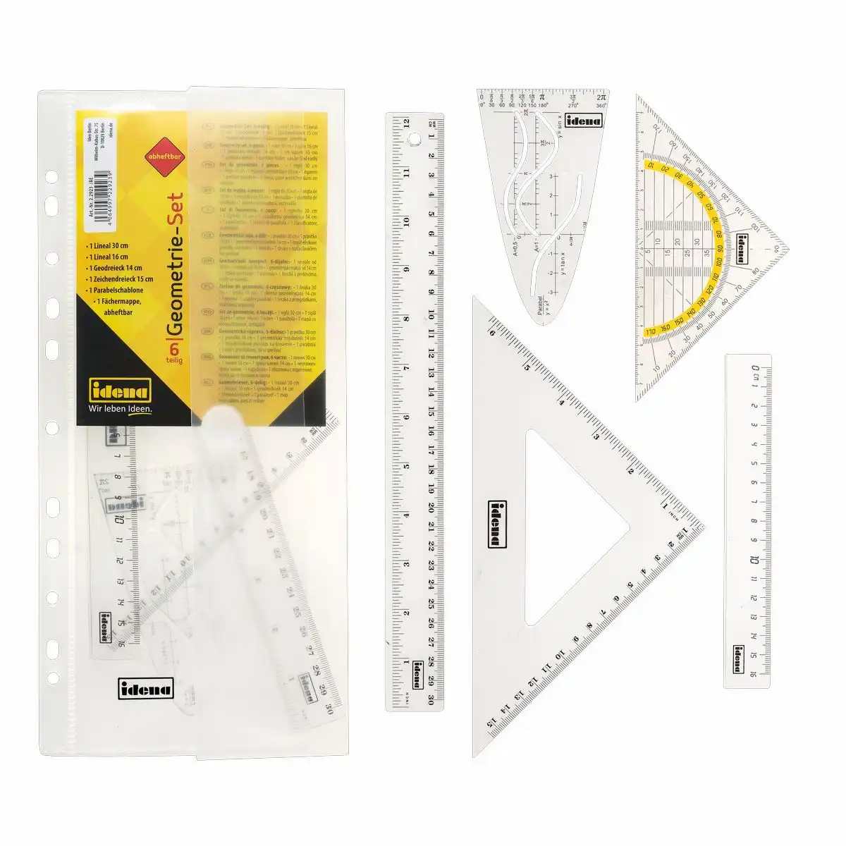 Idena Geometrie-Set abheftbar 6 Teile