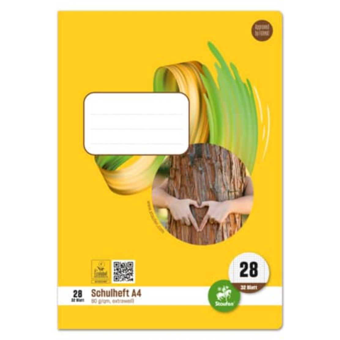 Staufen Schulheft Style A4 Lin28 kariert – 32 Blatt, gelb