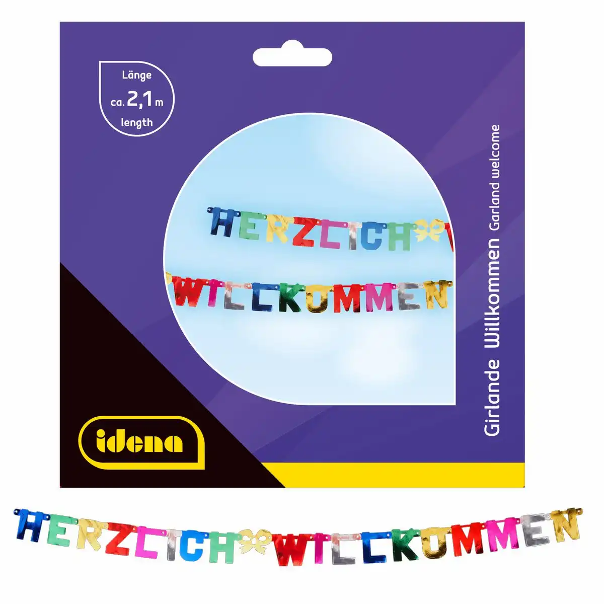 Idena Girlande „Herzlich Willkommen“ 2,10 m Partydeko