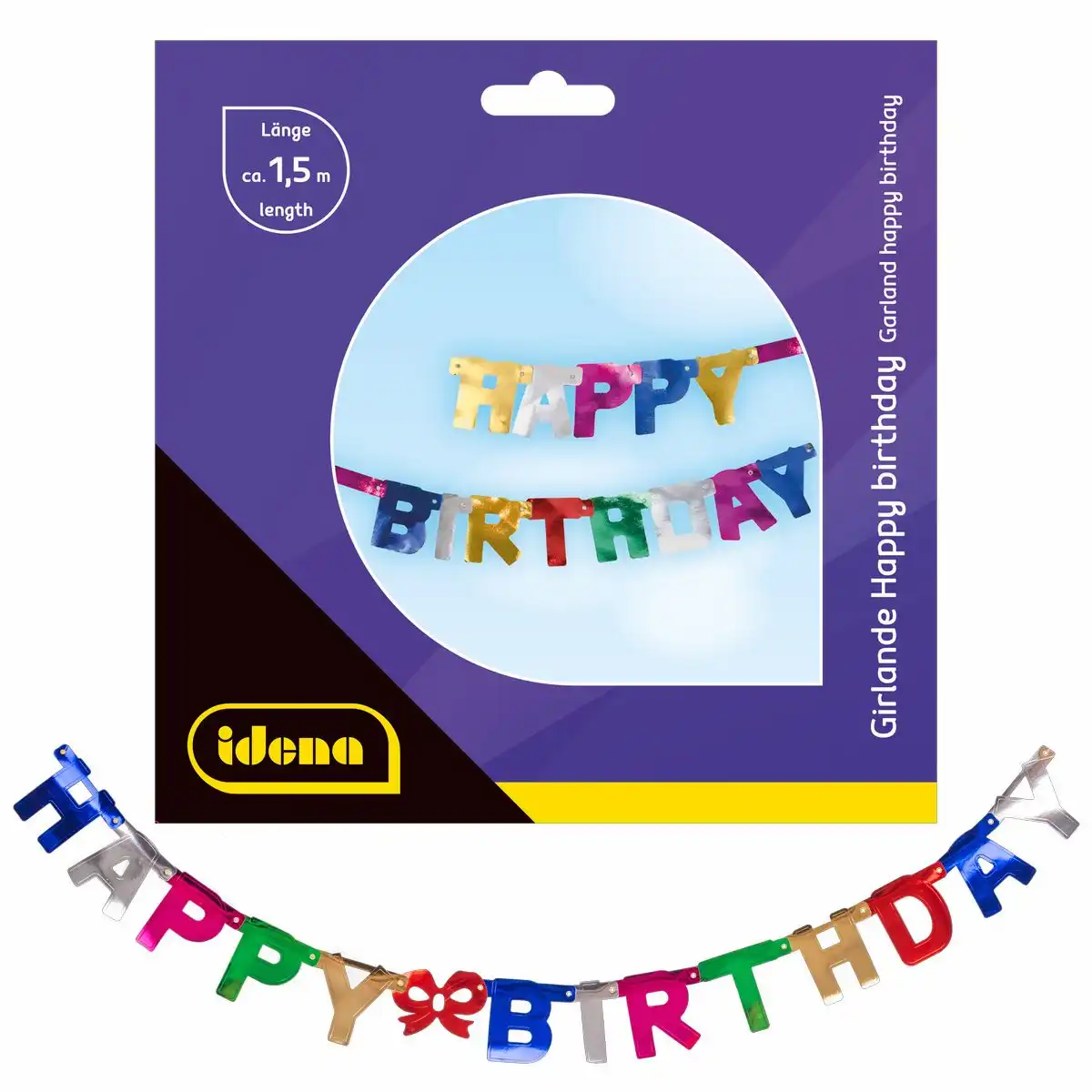 Idena Girlande „Happy Birthday“ 1,55 m Geburtstagsdeko