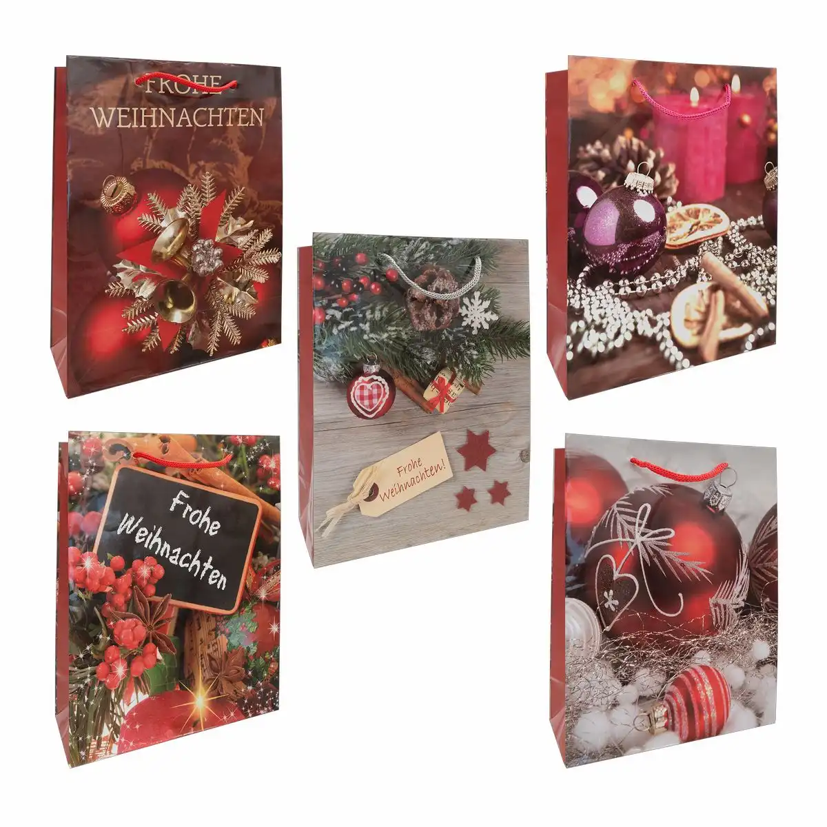 Idena Geschenktasche Weihnachten glänzend 18x23x8cm sortiert