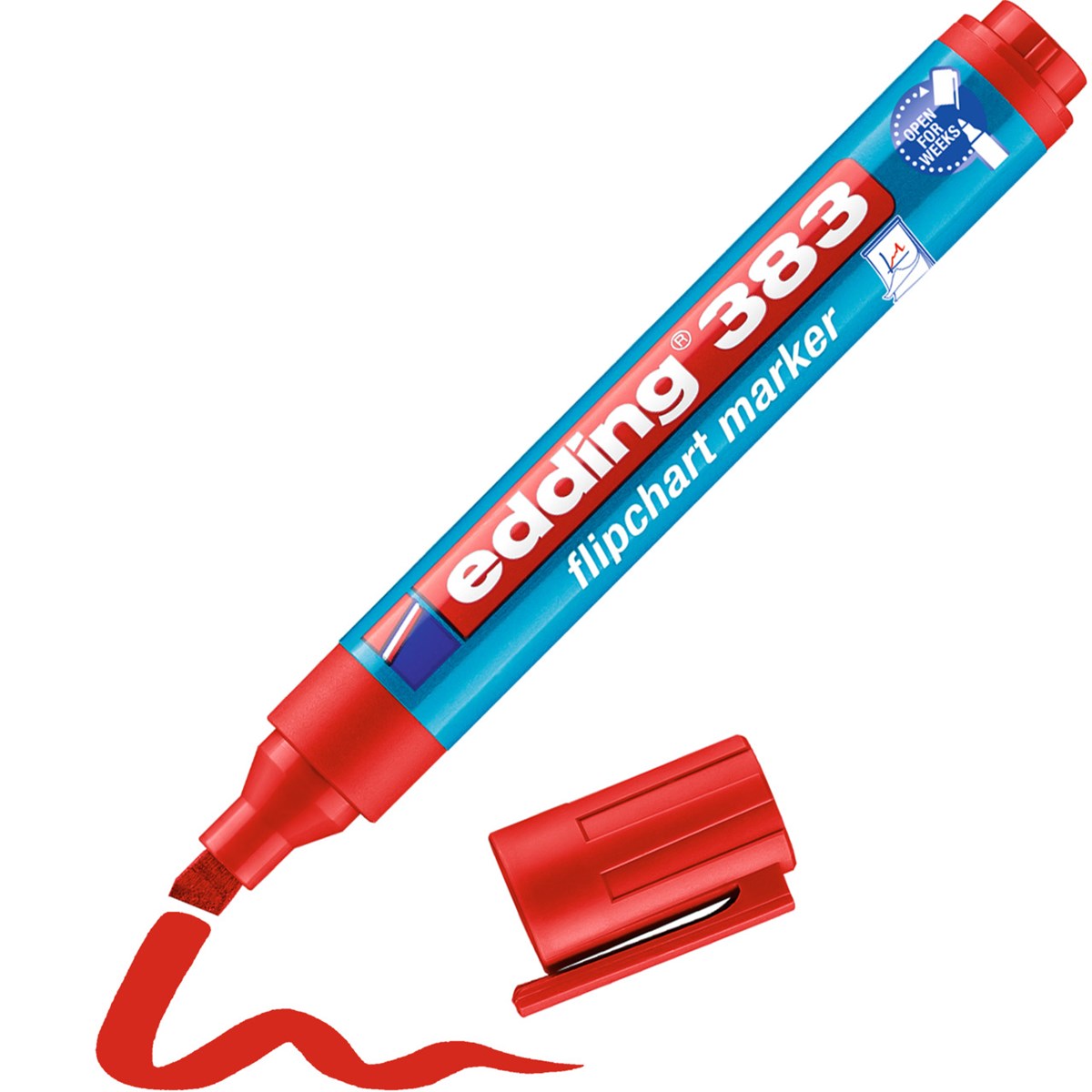 edding 383 Flipchartmarker rot – Keilspitze, 1-5 mm