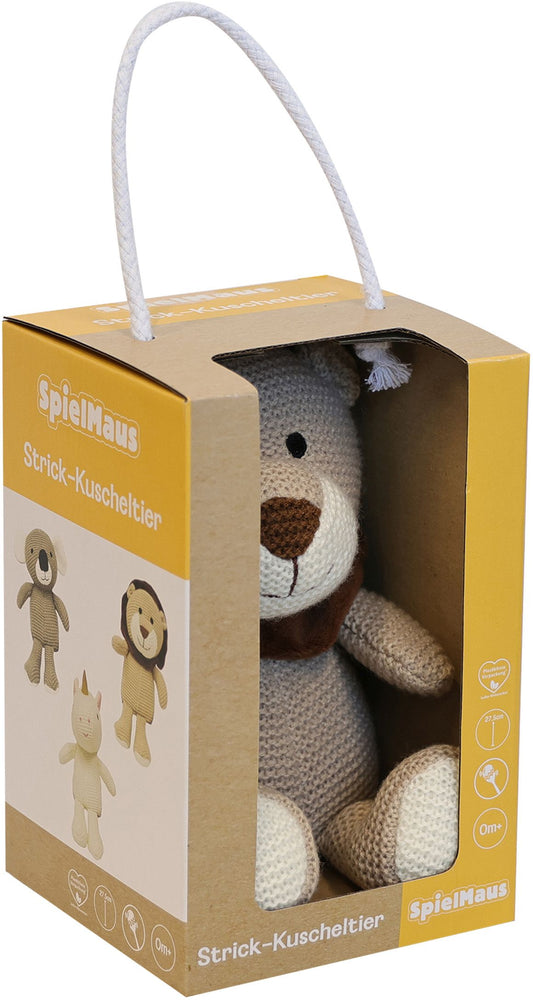 Strick-Kuscheltier mit Rassel – Löwe