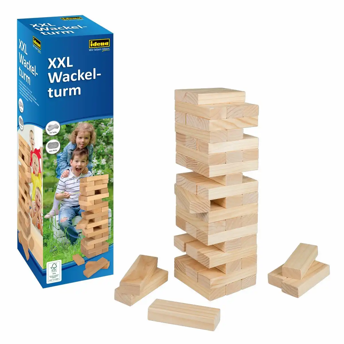 Idena Wackelturm XXL 54 Teile Holz – ab 4 Jahren