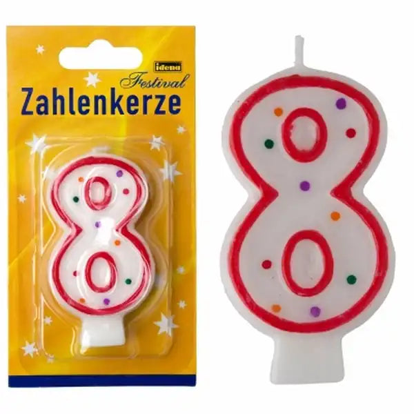 Idena Zahlenkerze 8 rot – Tortenkerze Geburtstag