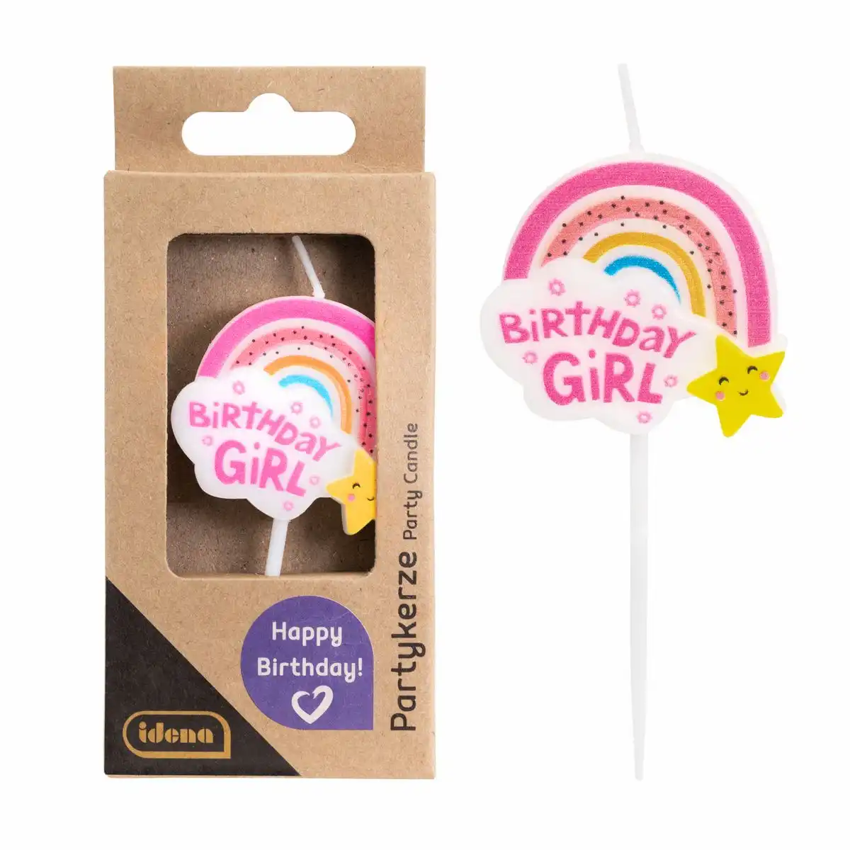 Idena Partykerze Birthday Girl – Regenbogen rosa