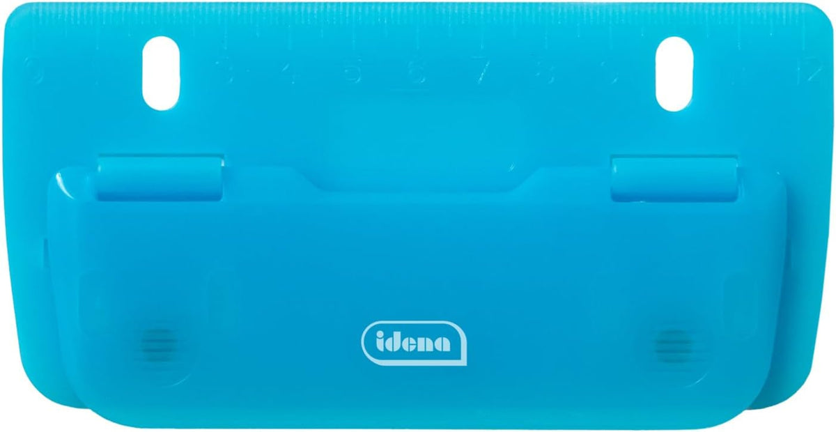 Idena Taschenlocher 4 Blatt Kunststoff blau Lineal 12cm