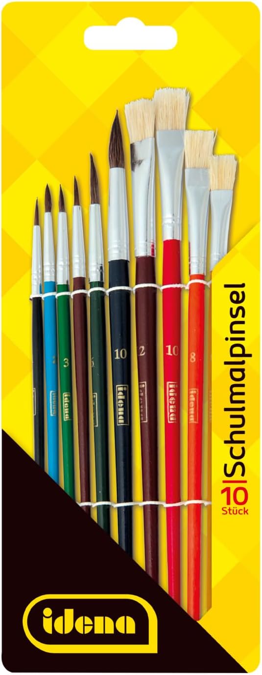 Idena Premium Schulpinsel-Set - 10 professionelle Pinsel aus FSC-zertifiziertem Holz