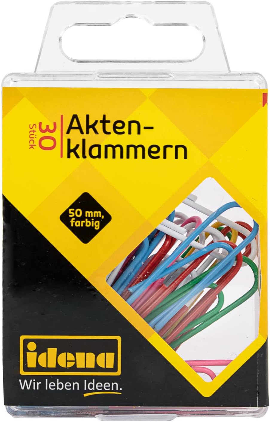 Idena Aktenklammern 50mm kunststoffummantelt mehrfarbig 30 Stk.