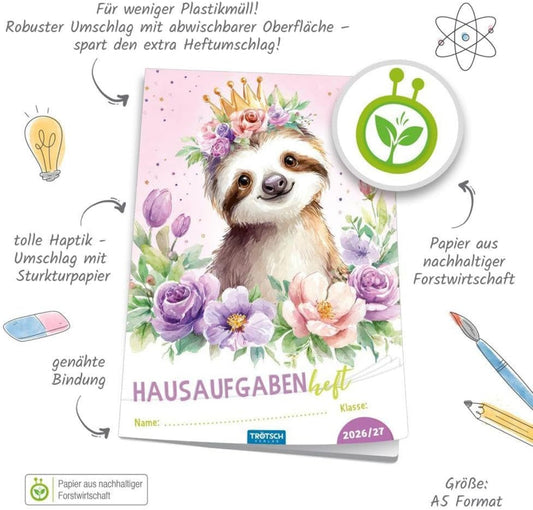 TRÖTSCH Hausaufgabenheft Grundschule Faultier 2026/27