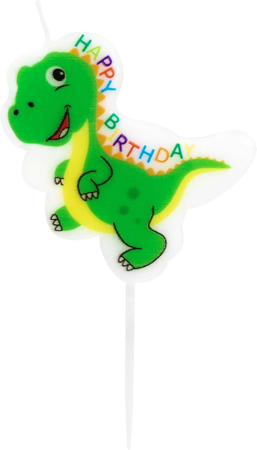 iDena 50101 Partykerze Dinosaurier Happy Birthday - Geburtstagskerze aus Paraffinwachs