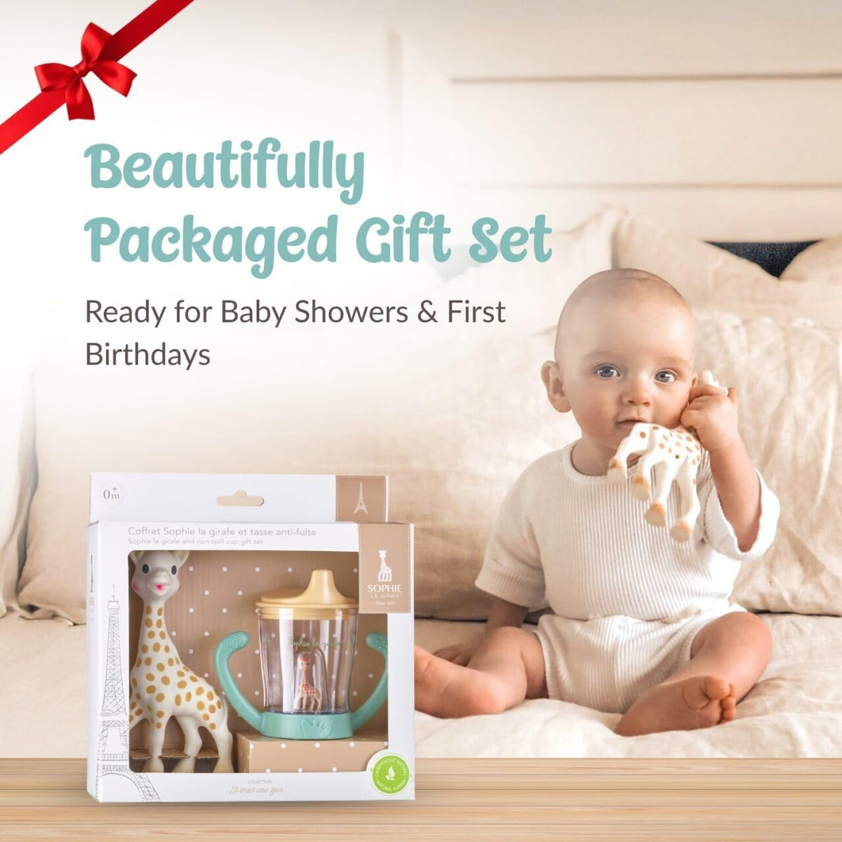 Sophie la girafe Set – Beissring & Trinklerntasse 180 ml