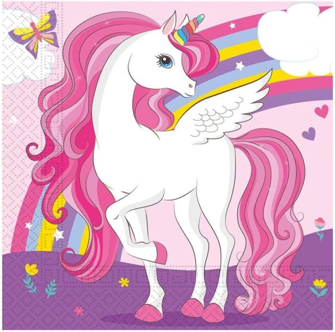 PROCOS Einhorn Servietten 33x33 cm 20 Stück – Rainbow