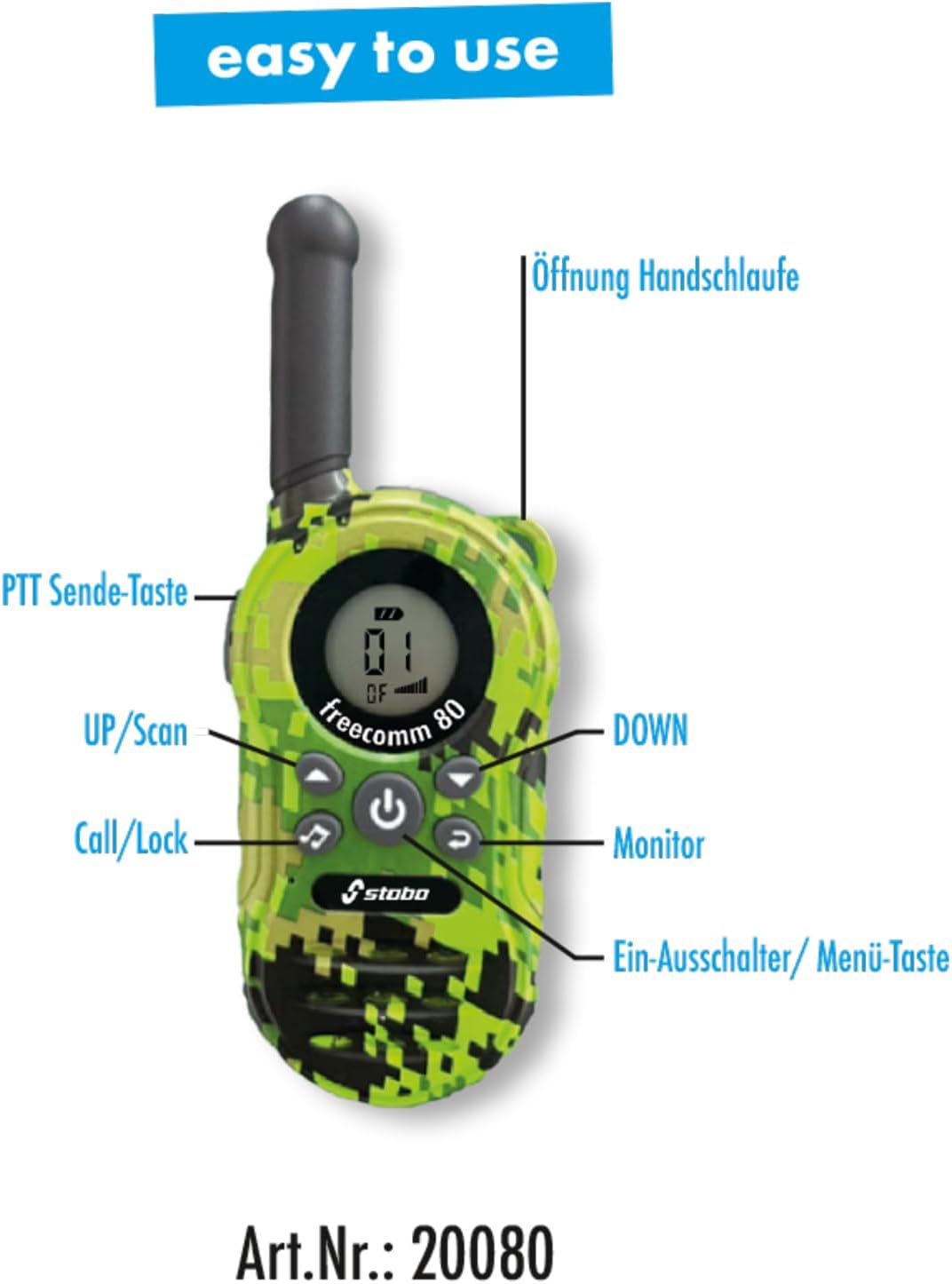 stabo freecomm 80 PMR Walkie-Talkie Set | 2 Geräte 5 km