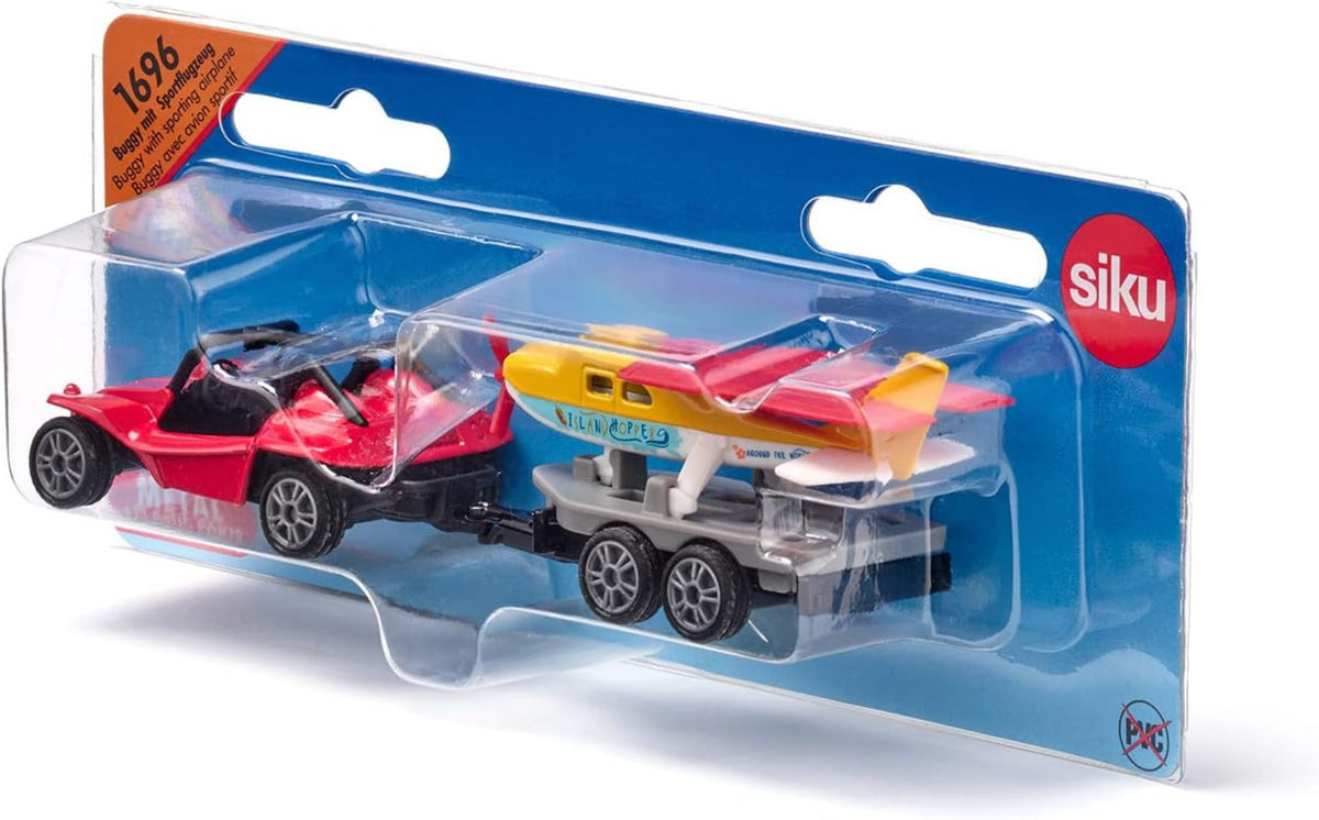 siku 1696 Buggy mit Sportflugzeug – Spielzeug-Set Rot/Gelb