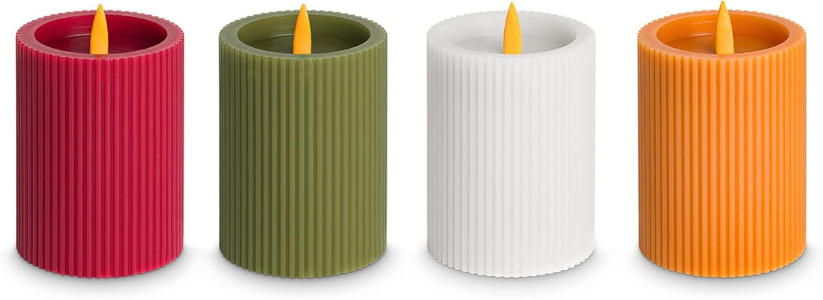 LED Echtwachskerze 7,5x11cm Timer - 1 Stk. zufällig sortiert