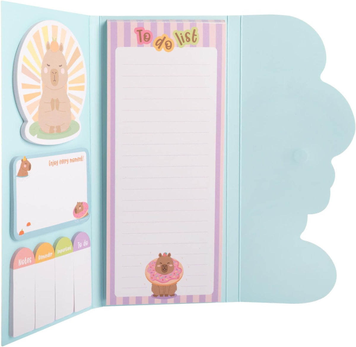Idena Notizblock-Set Capybara 9x21cm Mappe 7 Notizzettel