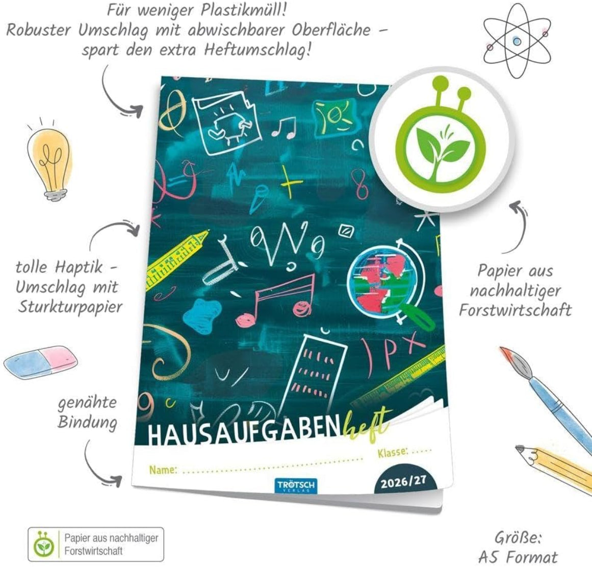 TRÖTSCH Hausaufgabenheft Grundschule Tafel 2026/2027