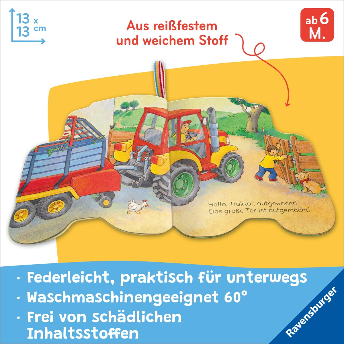 Ravensburger Knuddel-Knautsch Stoffbuch Traktor ab 6 Monaten