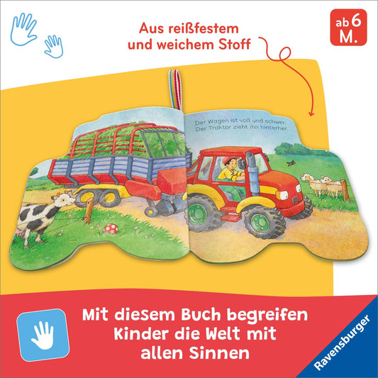Ravensburger Knuddel-Knautsch Stoffbuch Traktor ab 6 Monaten
