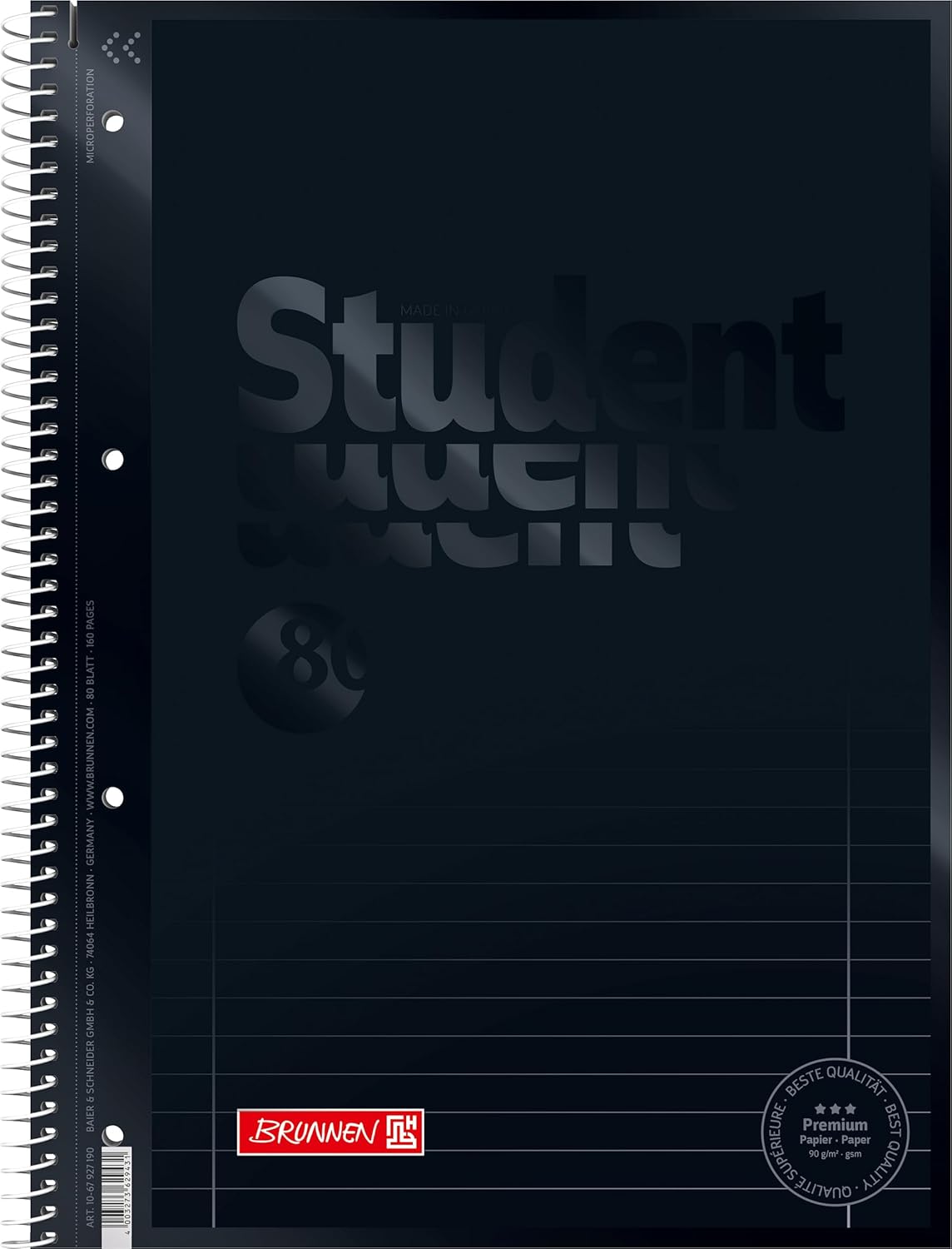 BRUNNEN Colour Code Collegeblock A4 liniert Lin. 27 Onyx