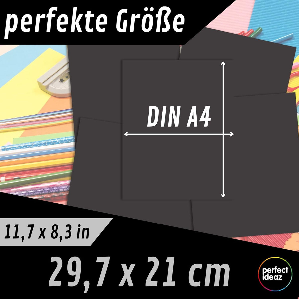 50 Blatt Fotokarton DIN-A4, Schwarz, 300 g/m², made in Germany, Blauer Engel zertifiziert