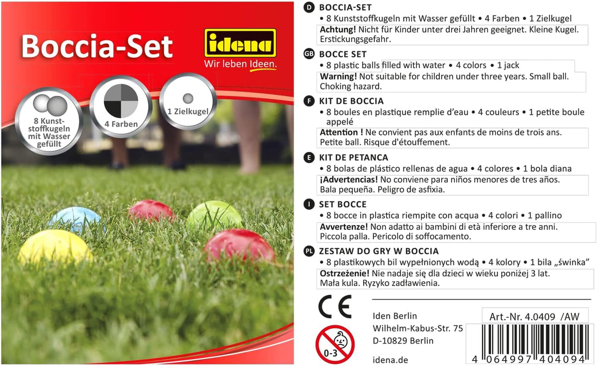 Idena Boccia-Set 8 Kugeln Kunststoff für 2–4 Personen